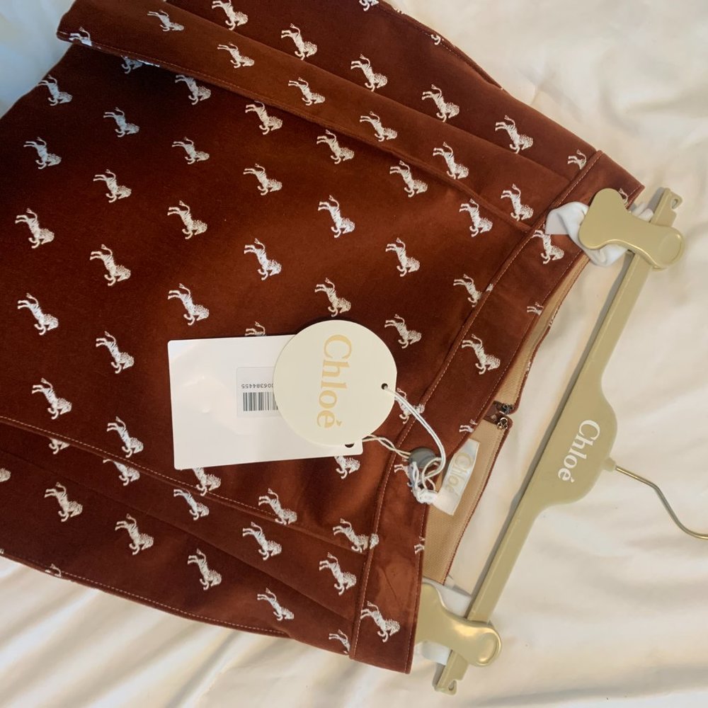 CHLOE EMBROIDERED HORSE SKIRT (38) NWT